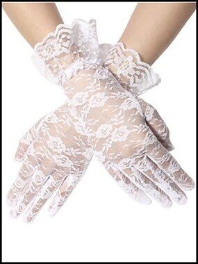 Girls Lace Princess Gloves Tea Party Dress Up Short Gloves
